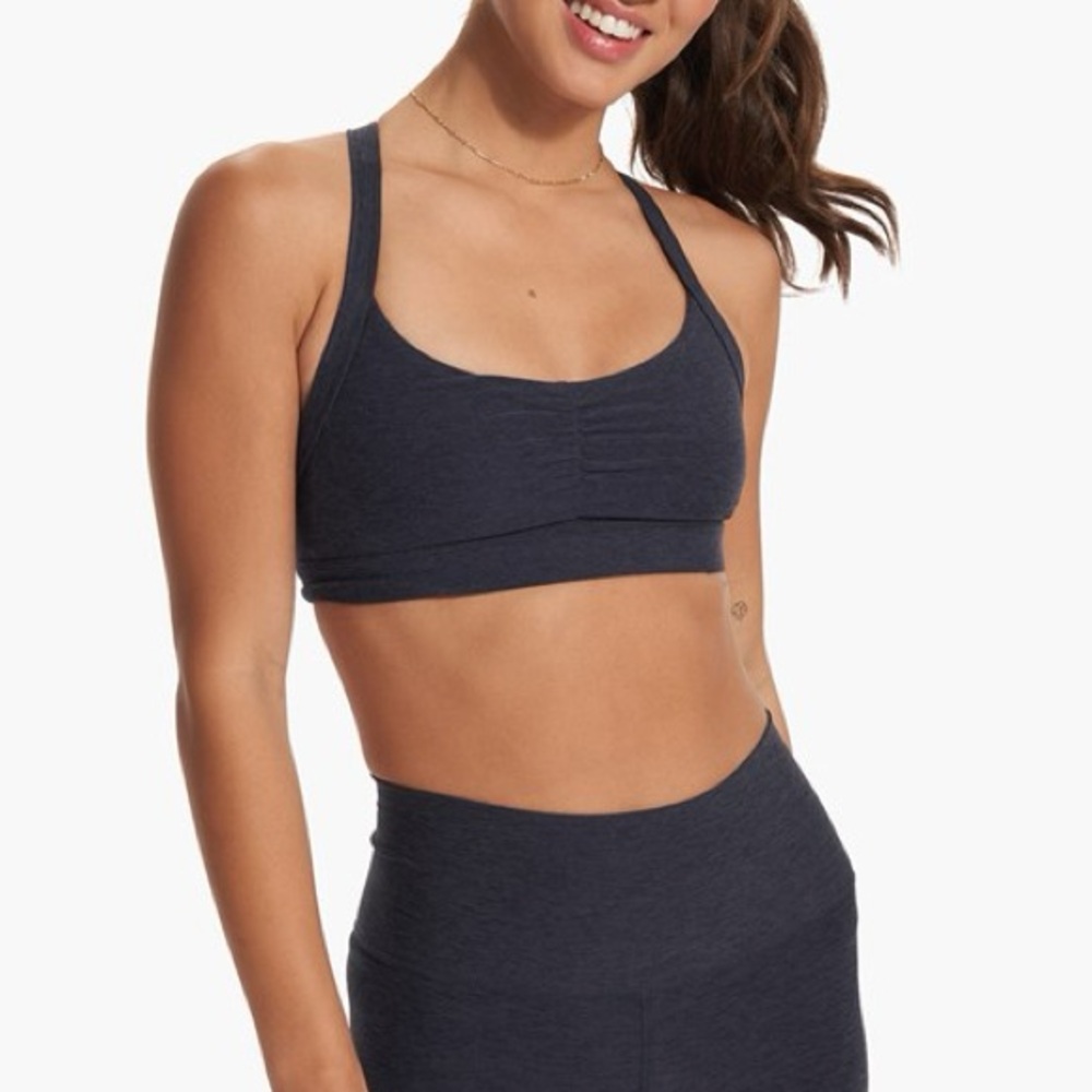 Elevation Ruched Bra-Midnight Heather